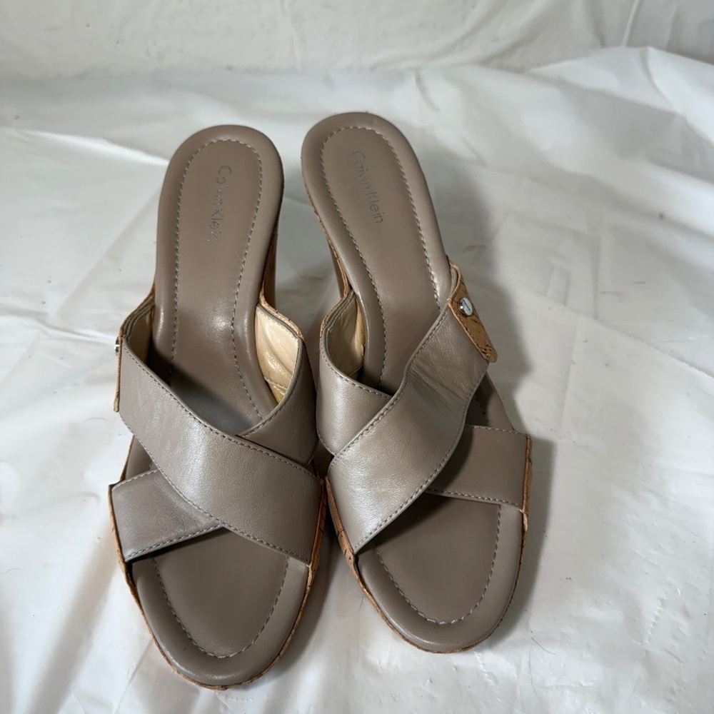 Calvin Klein Evah Napa Cork Wedge Heels - Picture 6 of 15